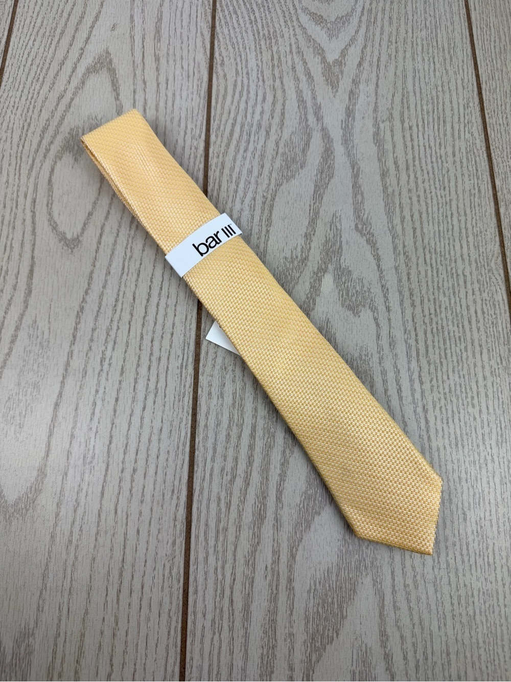 821 Bar III Men's Tie Lombard Solid 700 Yellow $55 Polyester Skinny Slim